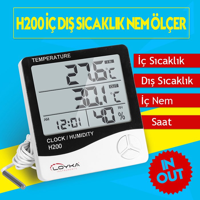 H200 İç Ortam Sıcaklık ve Nem, Dış Ortam Sıcaklık Ölçüm Cihazi